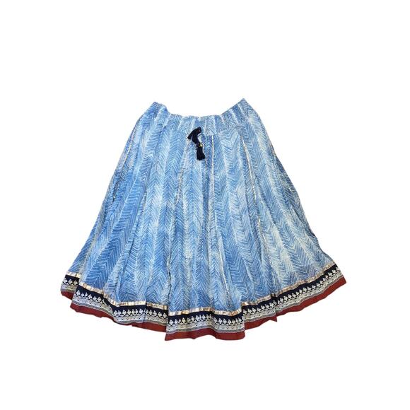Soft Surroundings Zagara Rhoda Maxi Skirt Blue Batik Smocked Waist Boho | 3XL - Picture 2 of 11